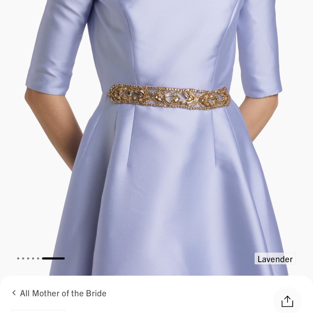 Reem Acra Lavender Dress with Gold Accents